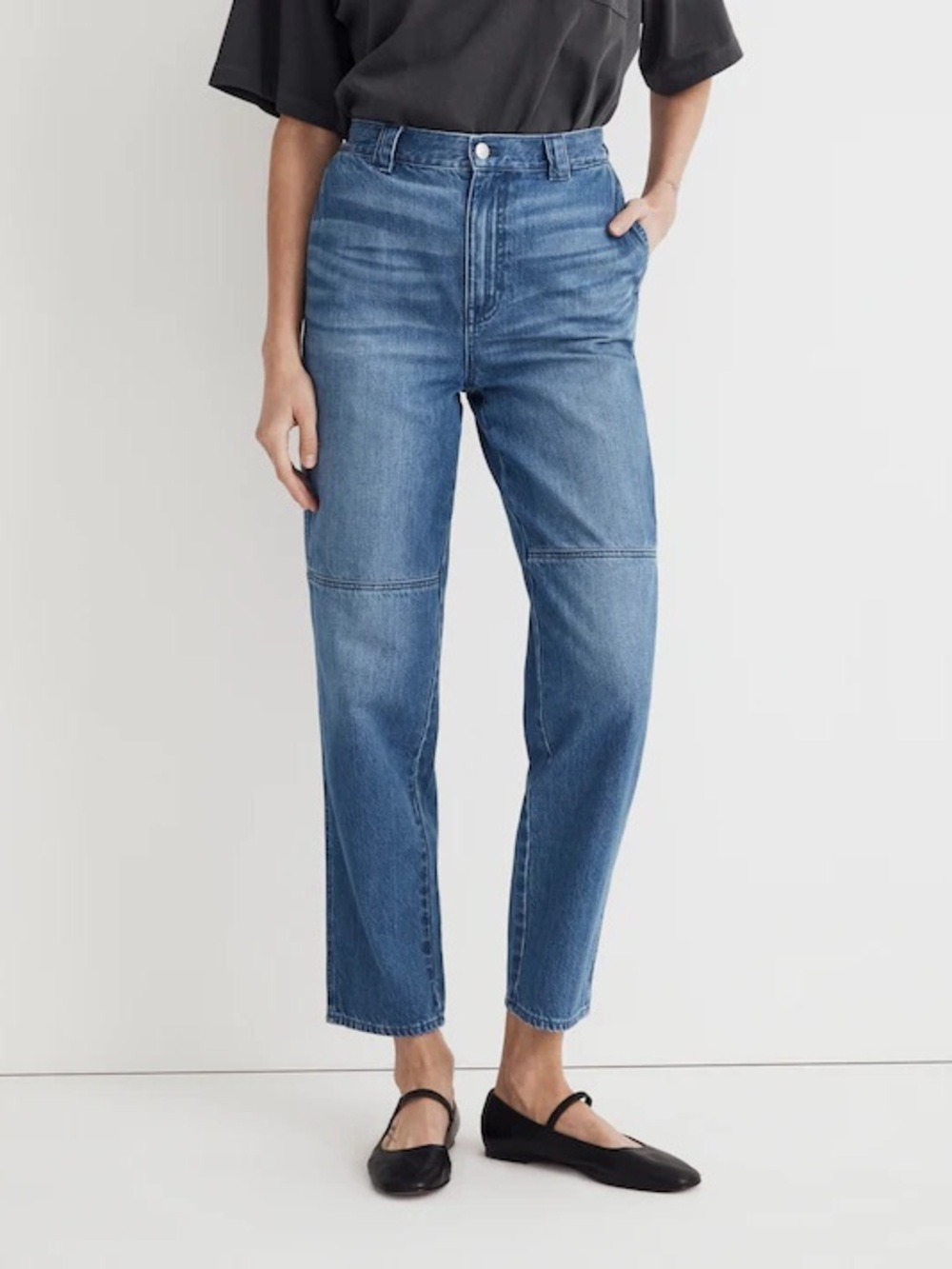 Madewell High-Rise Tapered Jeans in Ventnor Wash: Pleat Edition in Ventnor Wash